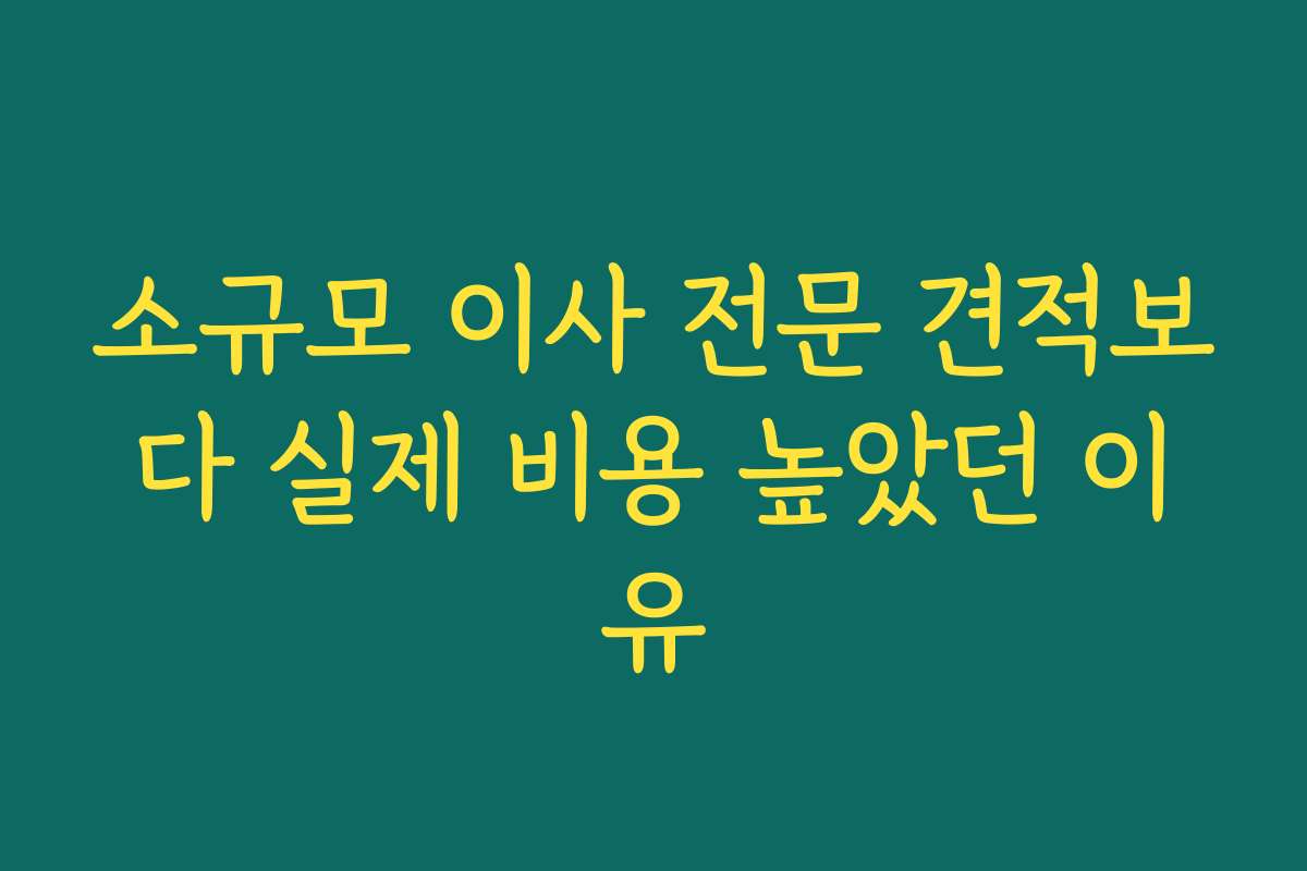 소규모 이사 전문 견적보다 실제 비용 높았던 이유