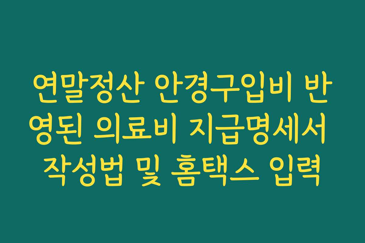 연말정산 안경구입비 반영된 의료비 지급명세서 작성법 및 홈택스 입력