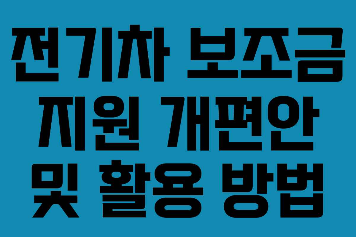 전기차 보조금 지원 개편안 및 활용 방법