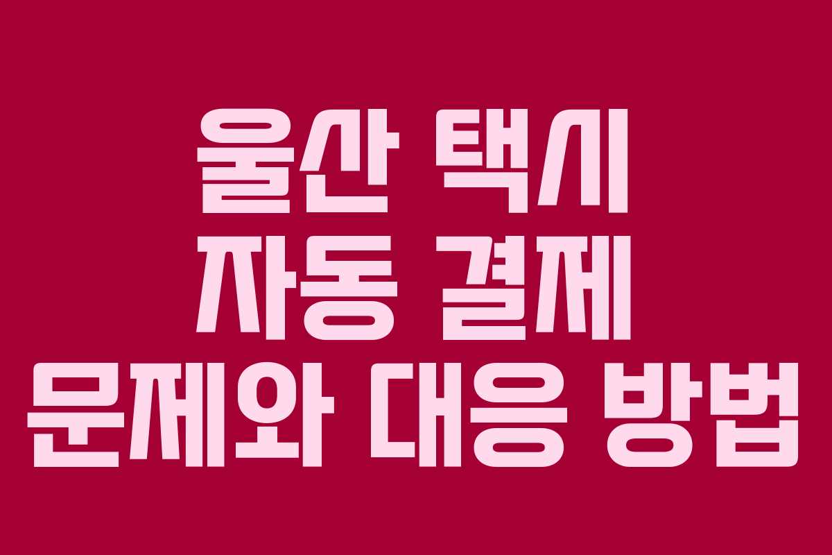 울산 택시 자동 결제 문제와 대응 방법