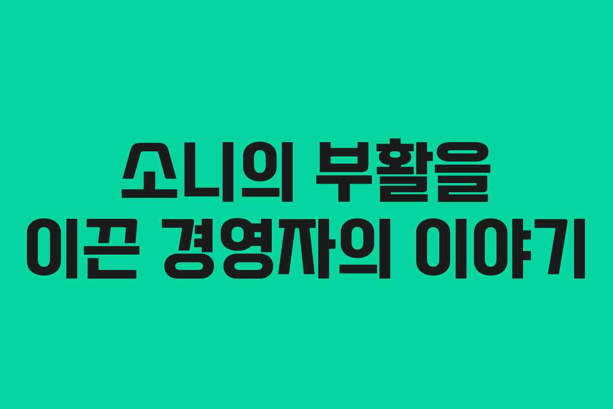 소니의 부활을 이끈 경영자의 이야기 소니의 부활을 이끈 경영자의 이야기