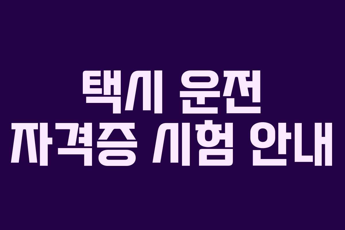 택시 운전 자격증 시험 안내 택시 운전 자격증 시험 안내