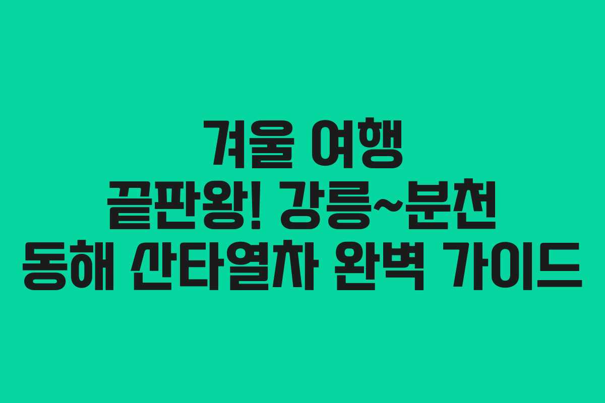 겨울 여행 끝판왕! 강릉~분천 동해 산타열차 완벽 가이드