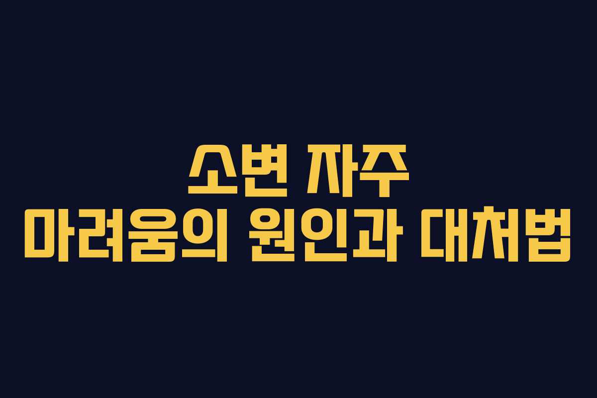 소변 자주 마려움의 원인과 대처법