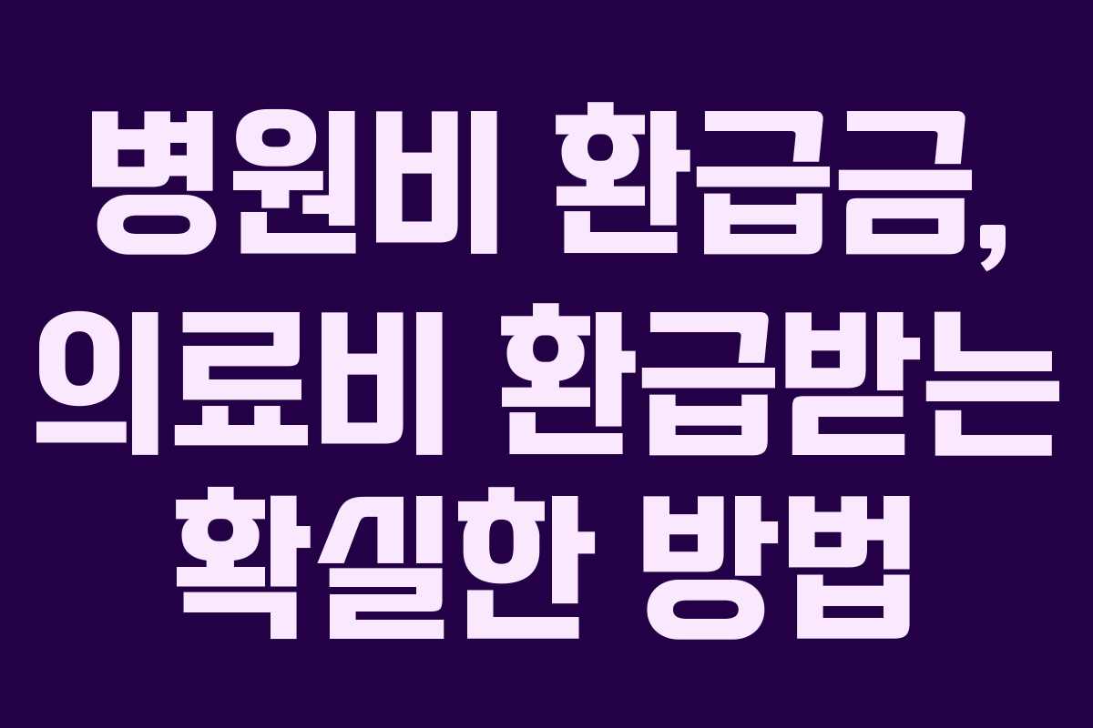 병원비 환급금, 의료비 환급받는 확실한 방법