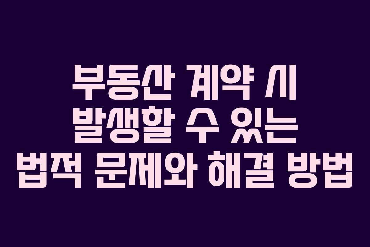 부동산 계약 시 발생할 수 있는 법적 문제와 해결 방법