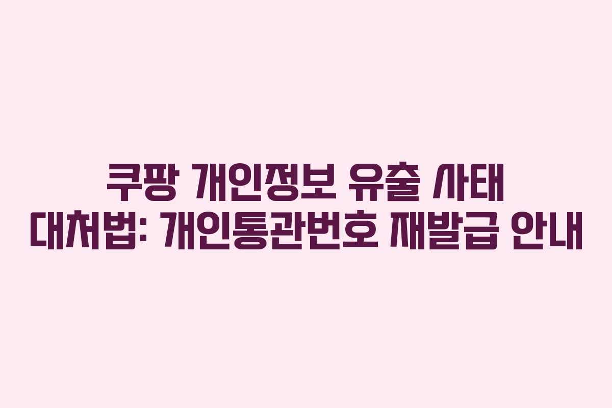 쿠팡 개인정보 유출 사태 대처법: 개인통관번호 재발급 안내