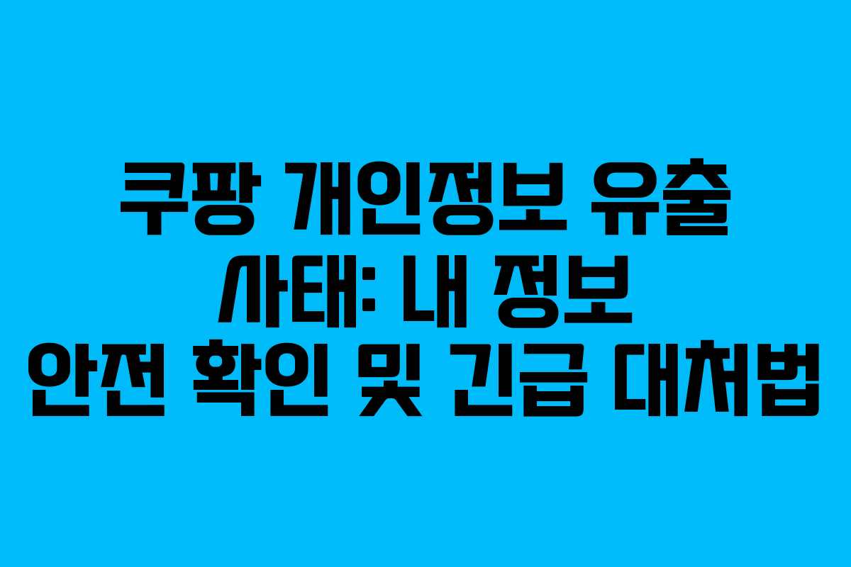 쿠팡 개인정보 유출 사태: 내 정보 안전 확인 및 긴급 대처법 쿠팡 개인정보 유출 사태: 내 정보 안전 확인 및 긴급 대처법
