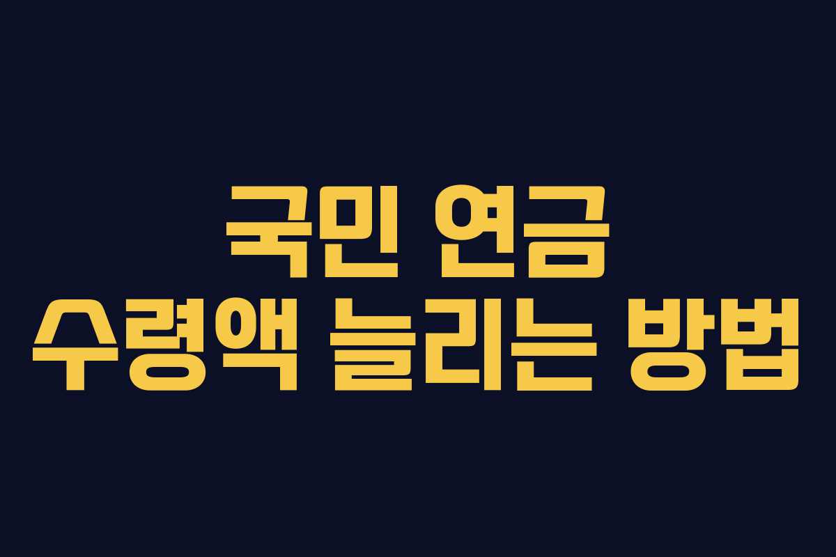 국민 연금 수령액 늘리는 방법 국민 연금 수령액 늘리는 방법