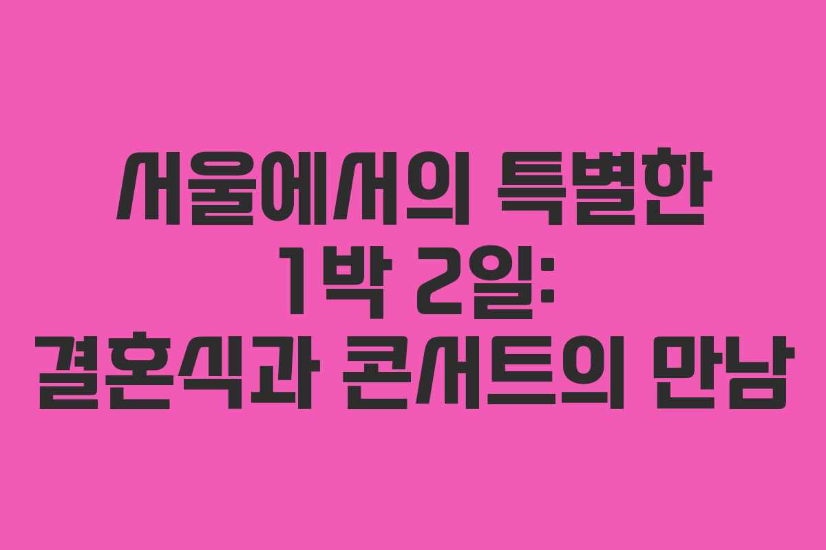 서울에서의 특별한 1박 2일: 결혼식과 콘서트의 만남 서울에서의 특별한 1박 2일: 결혼식과 콘서트의 만남
