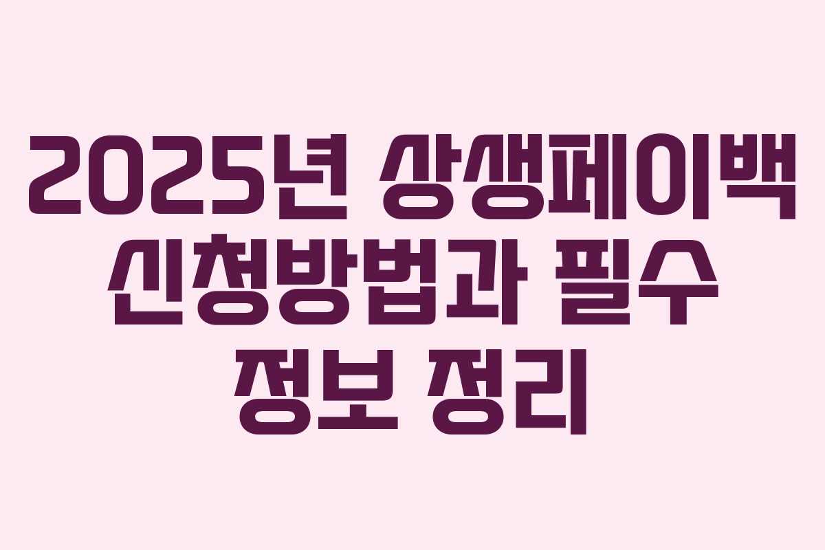 2025년 상생페이백 신청방법과 필수 정보 정리 2025년 상생페이백 신청방법과 필수 정보 정리