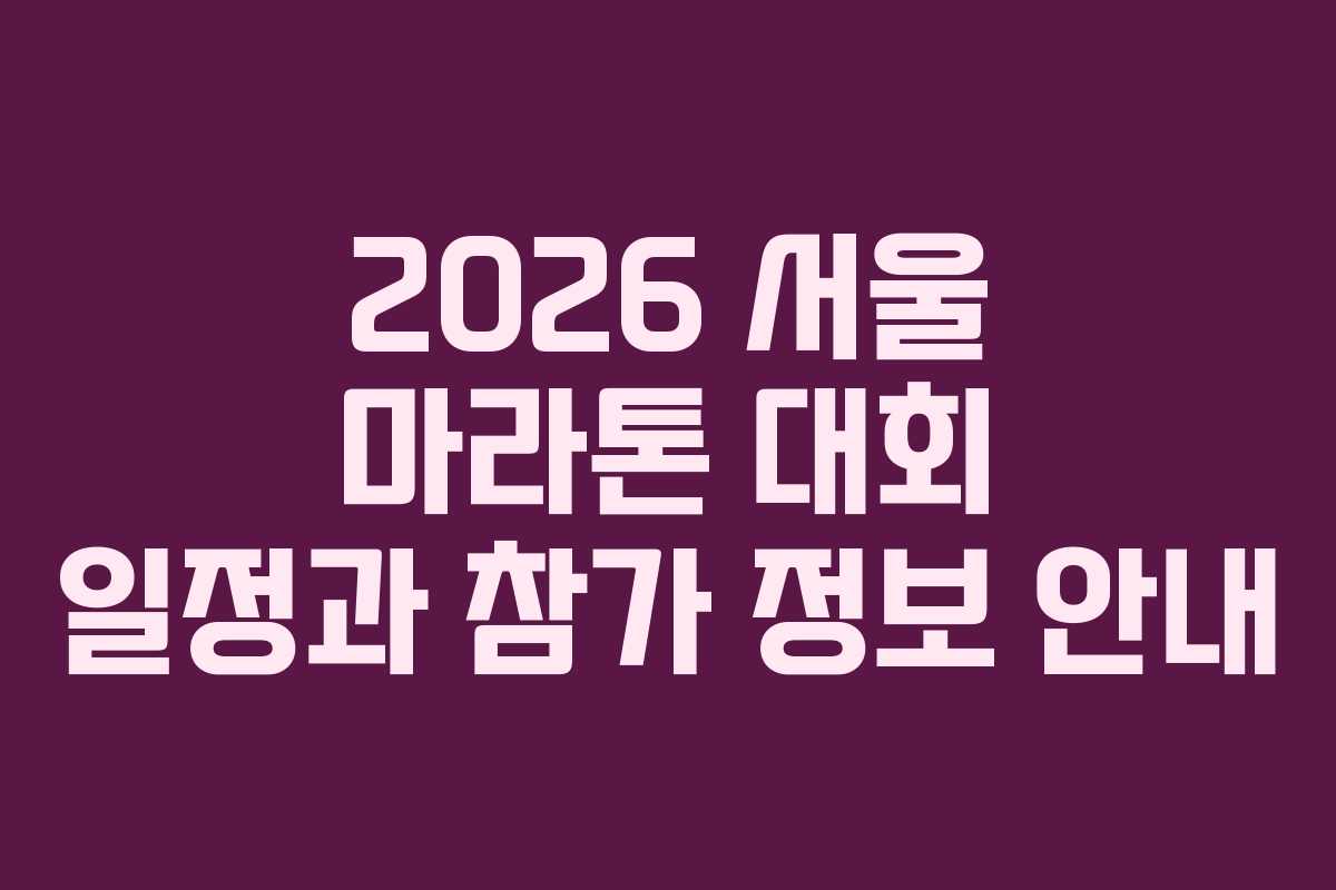 2026 서울 마라톤 대회 일정과 참가 정보 안내