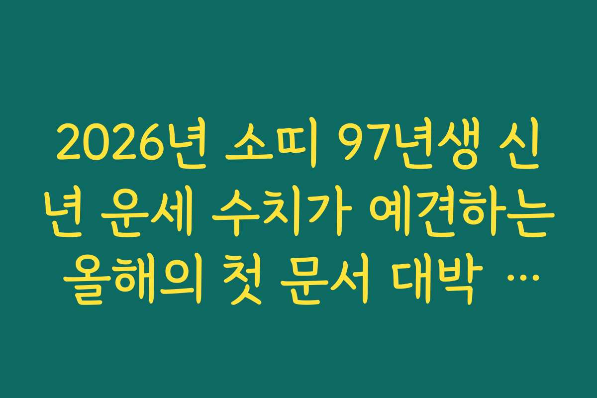2026년 소띠 97년생 신년 운세 수치가 예견하는 올해의 첫 문서 대박 운세