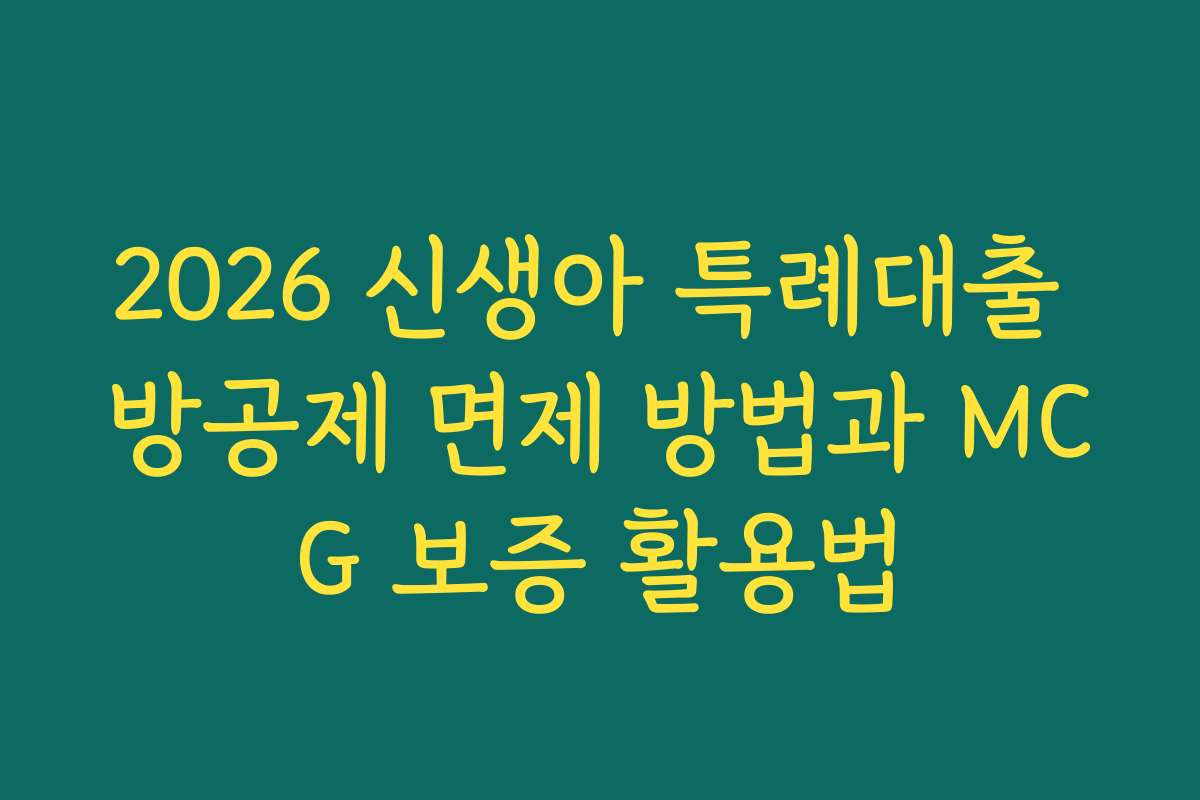 2026 신생아 특례대출 방공제 면제 방법과 MCG 보증 활용법