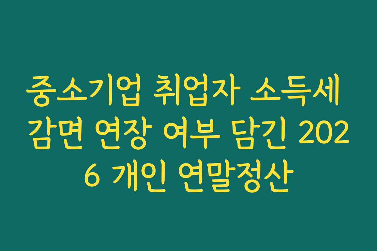 중소기업 취업자 소득세 감면 연장 여부 담긴 2026 개인 연말정산