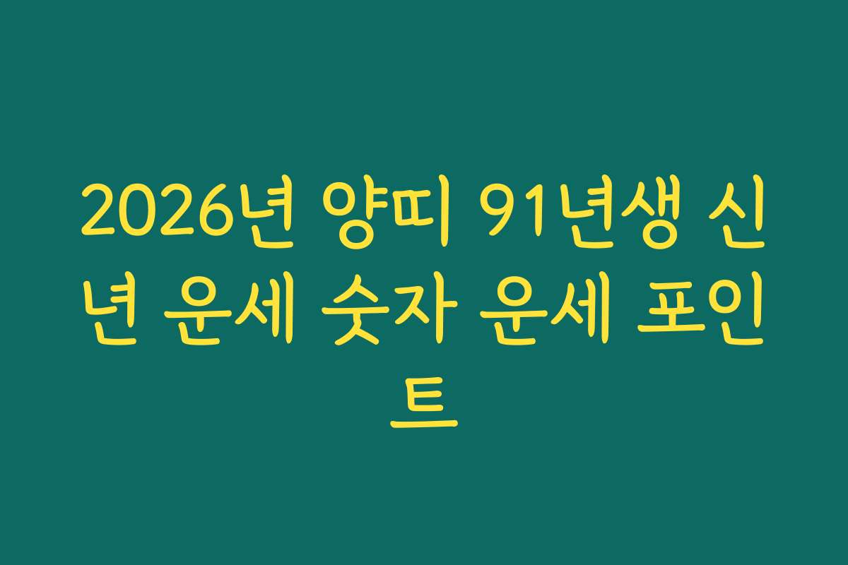 2026년 양띠 91년생 신년 운세 숫자 운세 포인트 2026년 양띠 91년생 신년 운세 숫자 운세 포인트