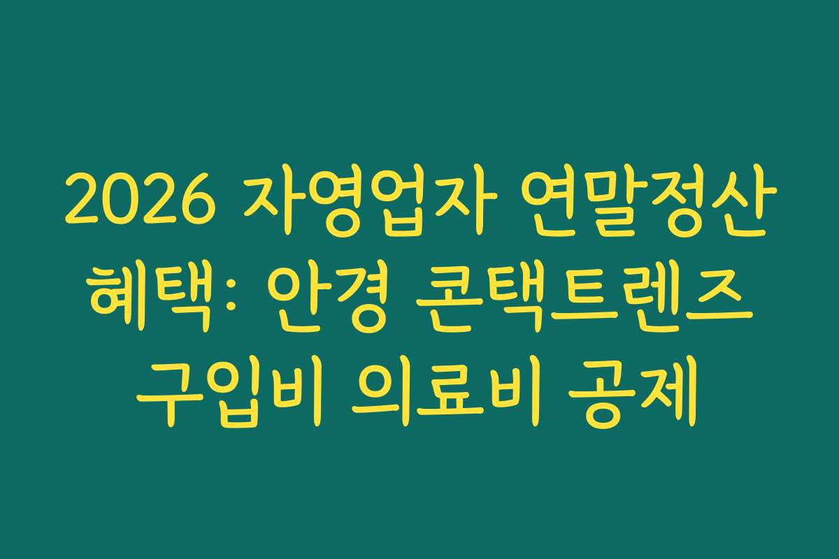 2026 자영업자 연말정산 혜택: 안경 콘택트렌즈 구입비 의료비 공제