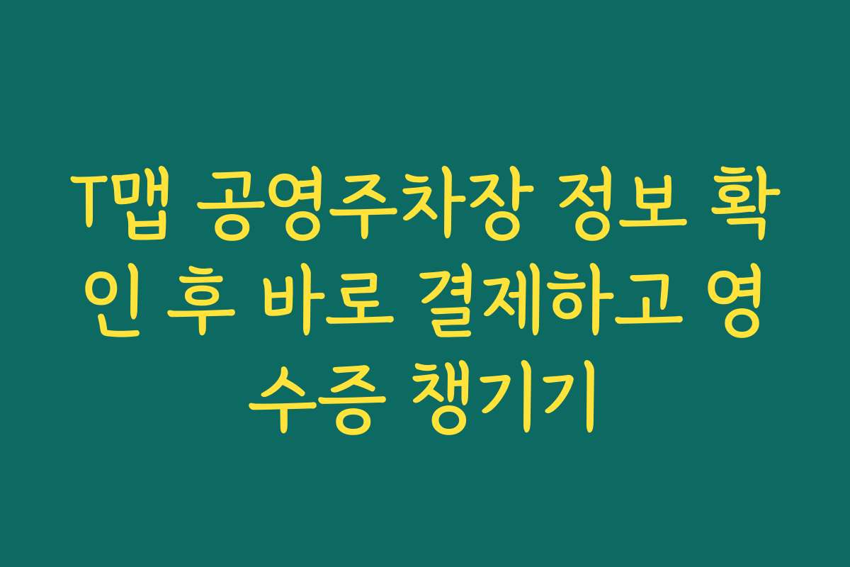 T맵 공영주차장 정보 확인 후 바로 결제하고 영수증 챙기기