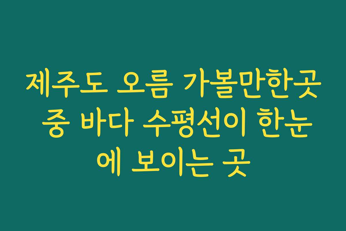 제주도 오름 가볼만한곳 중 바다 수평선이 한눈에 보이는 곳