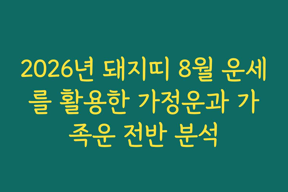 2026년 돼지띠 8월 운세를 활용한 가정운과 가족운 전반 분석