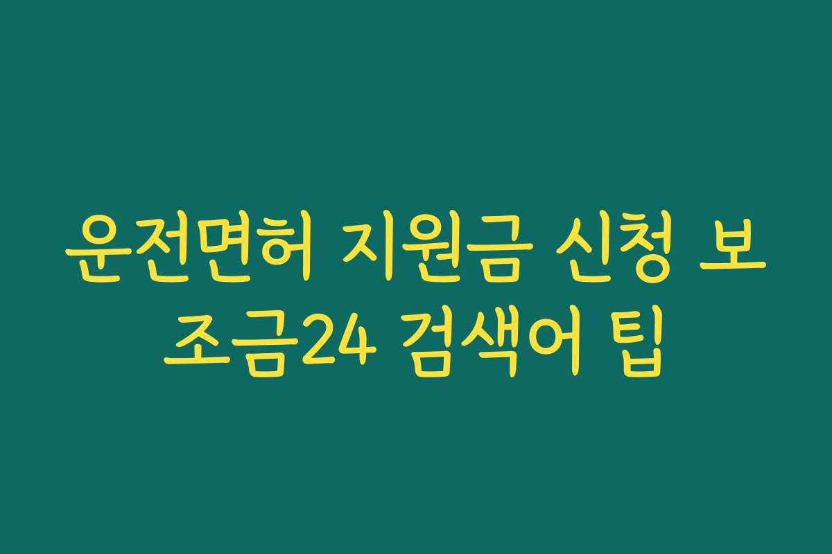 운전면허 지원금 신청 보조금24 검색어 팁