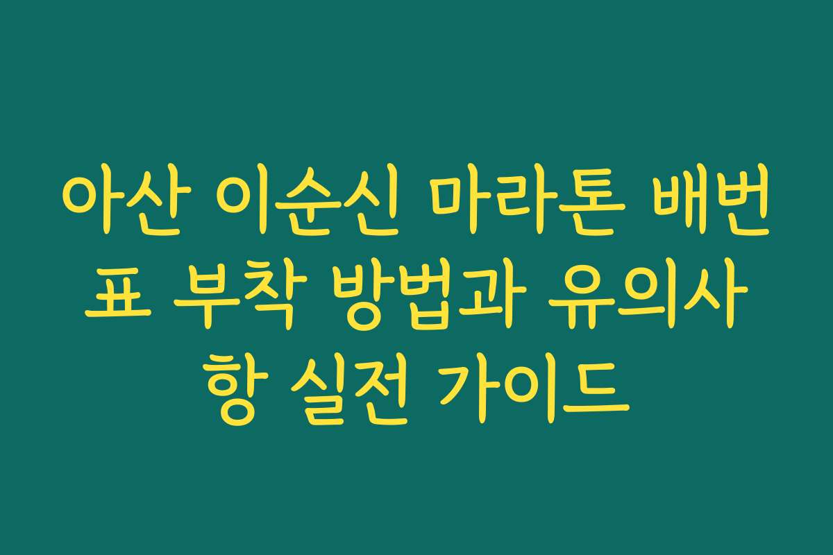 아산 이순신 마라톤 배번표 부착 방법과 유의사항 실전 가이드 아산 이순신 마라톤 배번표 부착 방법과 유의사항 실전 가이드