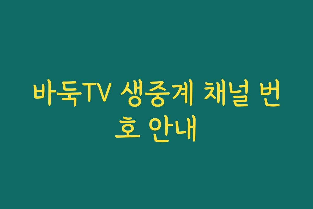 바둑TV 생중계 채널 번호 안내
