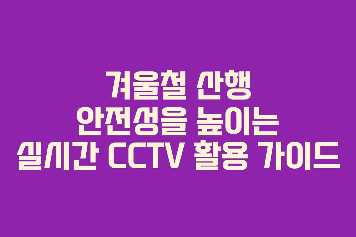 겨울철 산행 안전성을 높이는 실시간 CCTV 활용 가이드