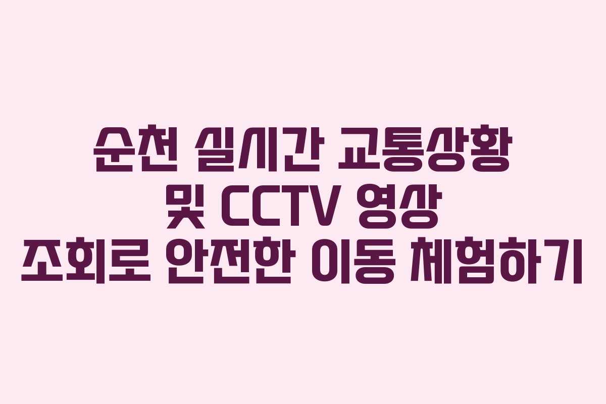 순천 실시간 교통상황 및 CCTV 영상 조회로 안전한 이동 체험하기 순천 실시간 교통상황 및 CCTV 영상 조회로 안전한 이동 체험하기