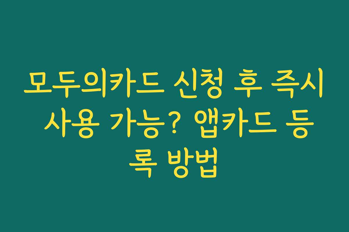 모두의카드 신청 후 즉시 사용 가능? 앱카드 등록 방법