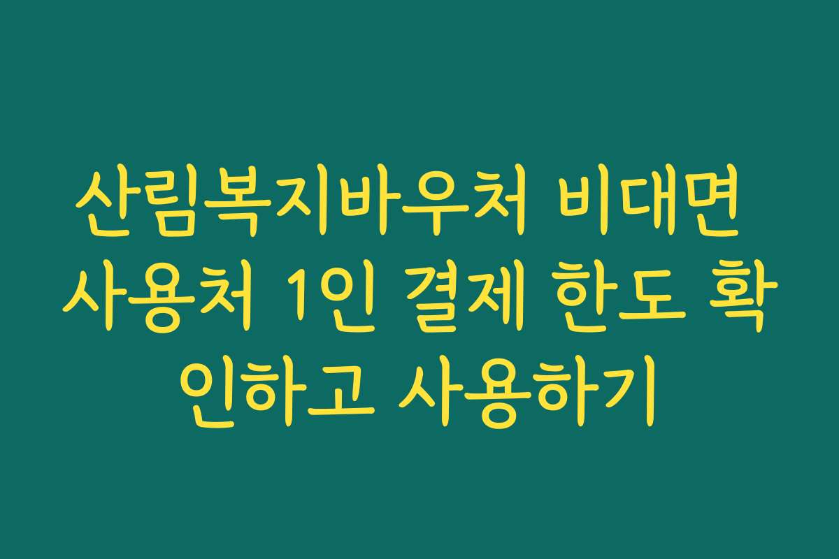 산림복지바우처 비대면 사용처 1인 결제 한도 확인하고 사용하기
