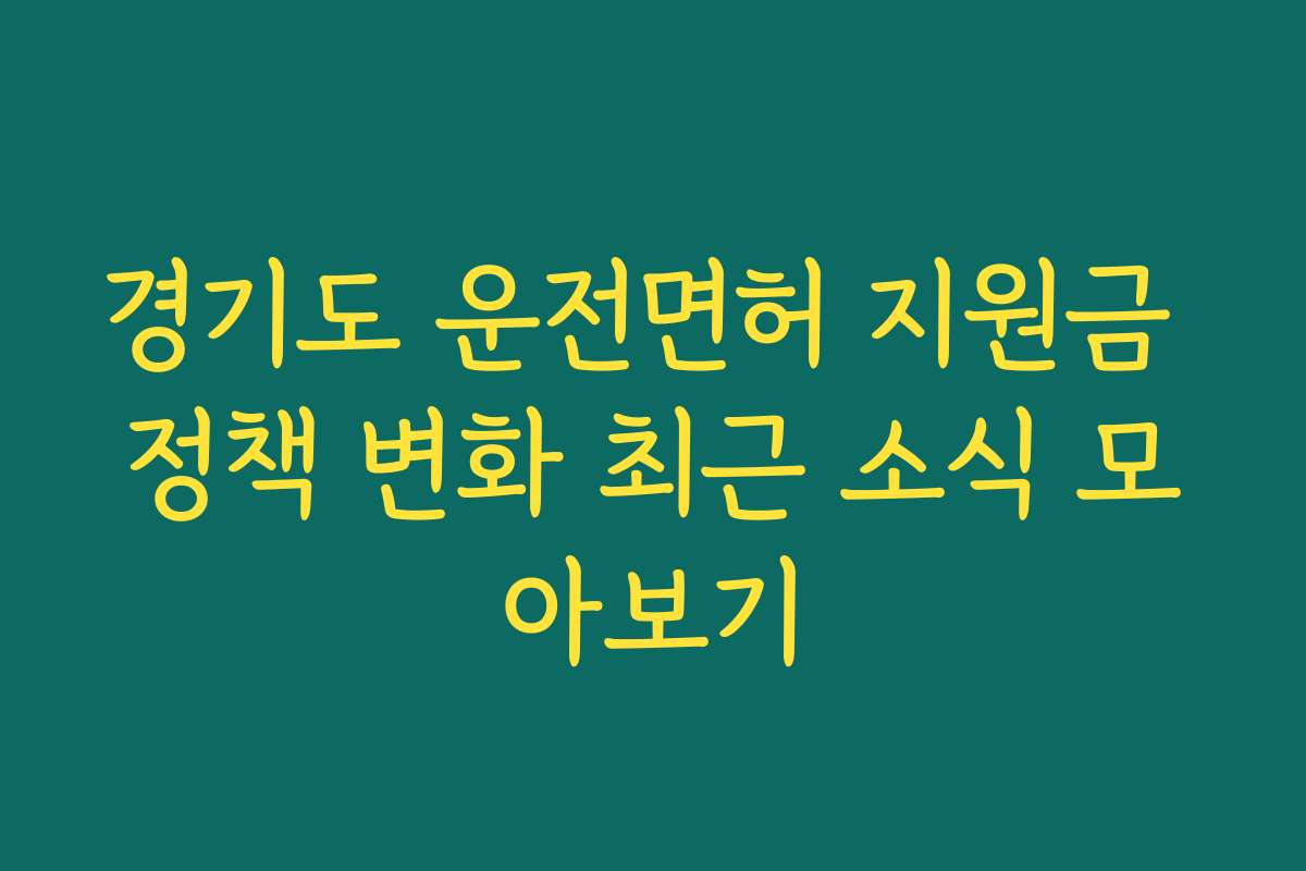 경기도 운전면허 지원금 정책 변화 최근 소식 모아보기