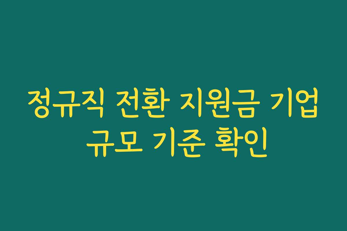 정규직 전환 지원금 기업 규모 기준 확인 정규직 전환 지원금 기업 규모 기준 확인