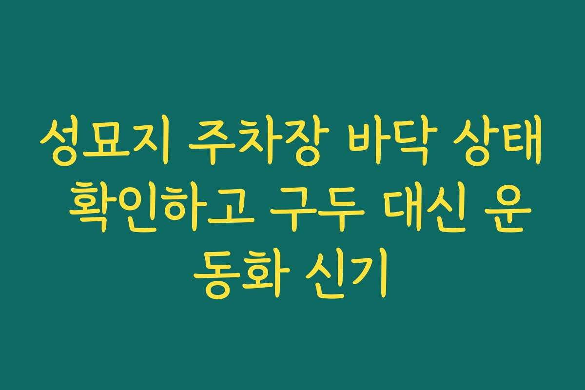 성묘지 주차장 바닥 상태 확인하고 구두 대신 운동화 신기