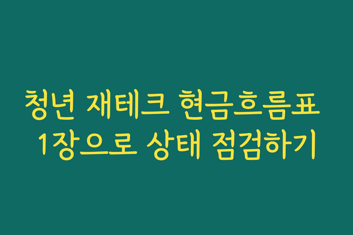 청년 재테크 현금흐름표 1장으로 상태 점검하기