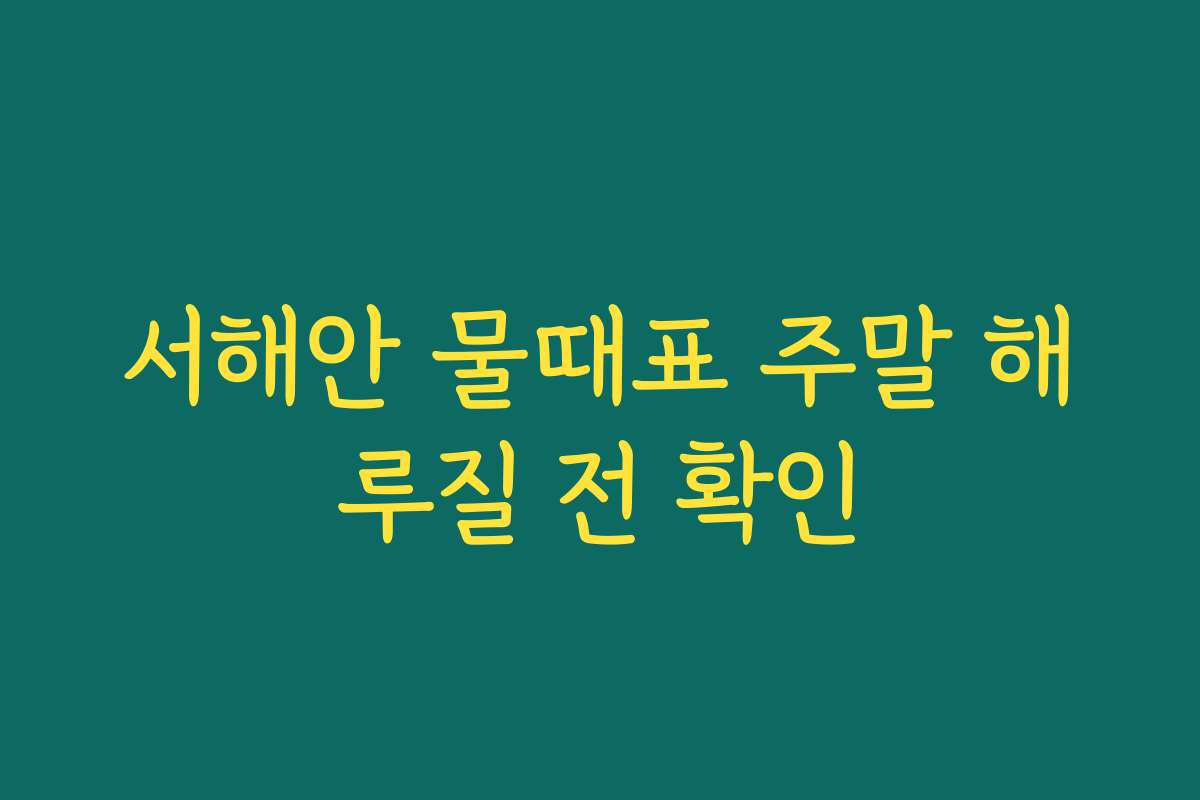 서해안 물때표 주말 해루질 전 확인 서해안 물때표 주말 해루질 전 확인