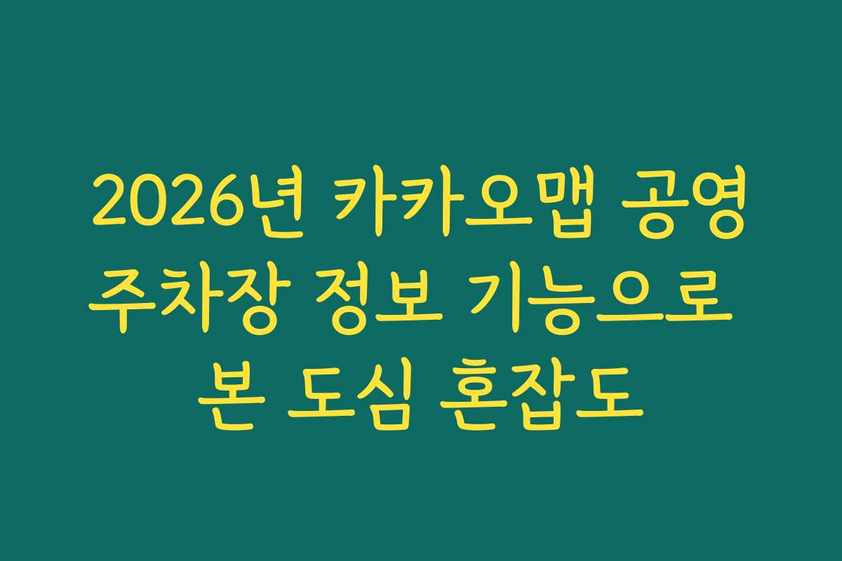 2026년 카카오맵 공영주차장 정보 기능으로 본 도심 혼잡도 2026년 카카오맵 공영주차장 정보 기능으로 본 도심 혼잡도