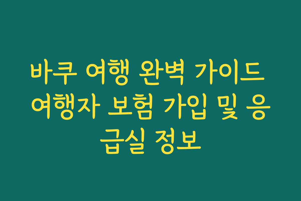 바쿠 여행 완벽 가이드 여행자 보험 가입 및 응급실 정보 바쿠 여행 완벽 가이드 여행자 보험 가입 및 응급실 정보