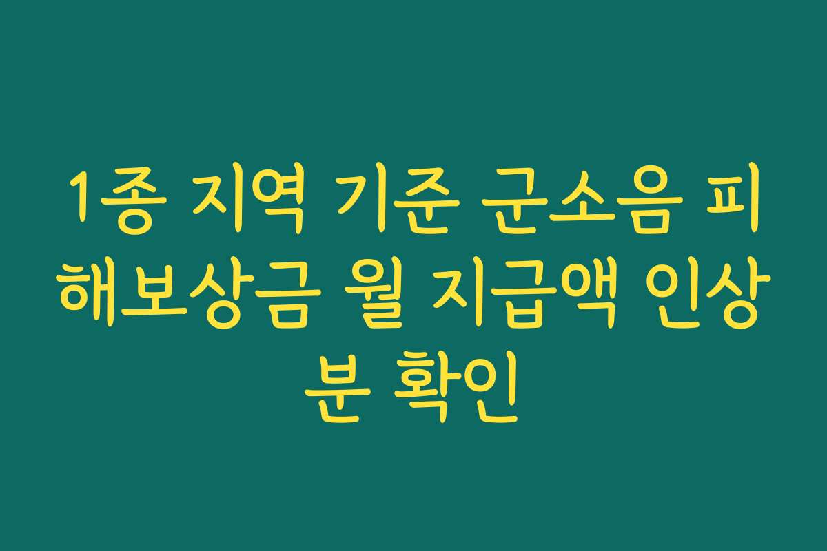 1종 지역 기준 군소음 피해보상금 월 지급액 인상분 확인