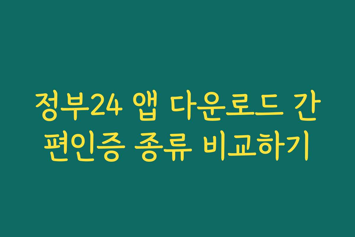 정부24 앱 다운로드 간편인증 종류 비교하기