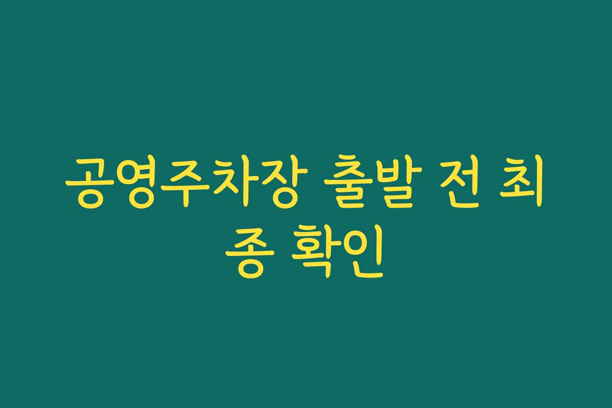 공영주차장 출발 전 최종 확인