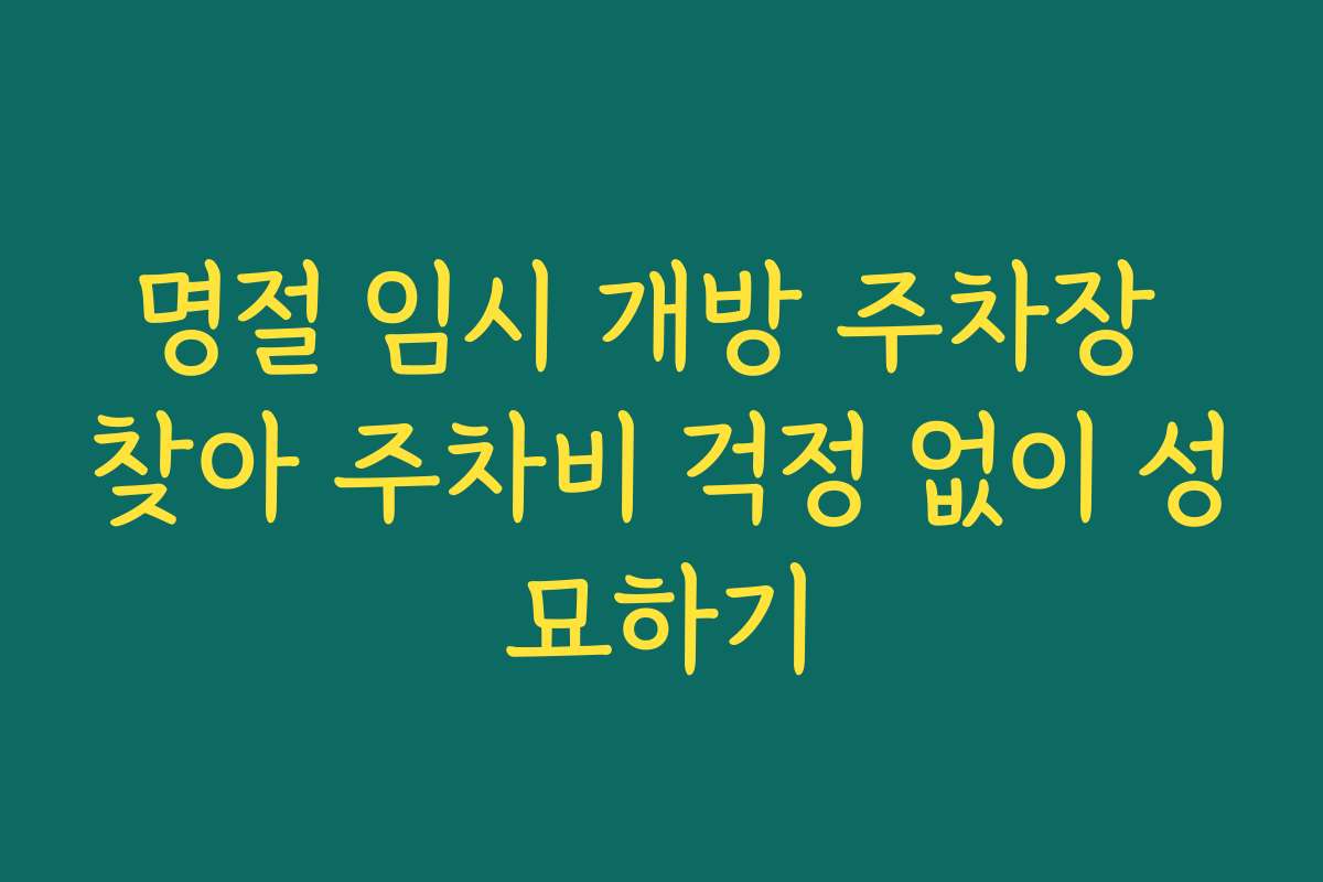 명절 임시 개방 주차장 찾아 주차비 걱정 없이 성묘하기