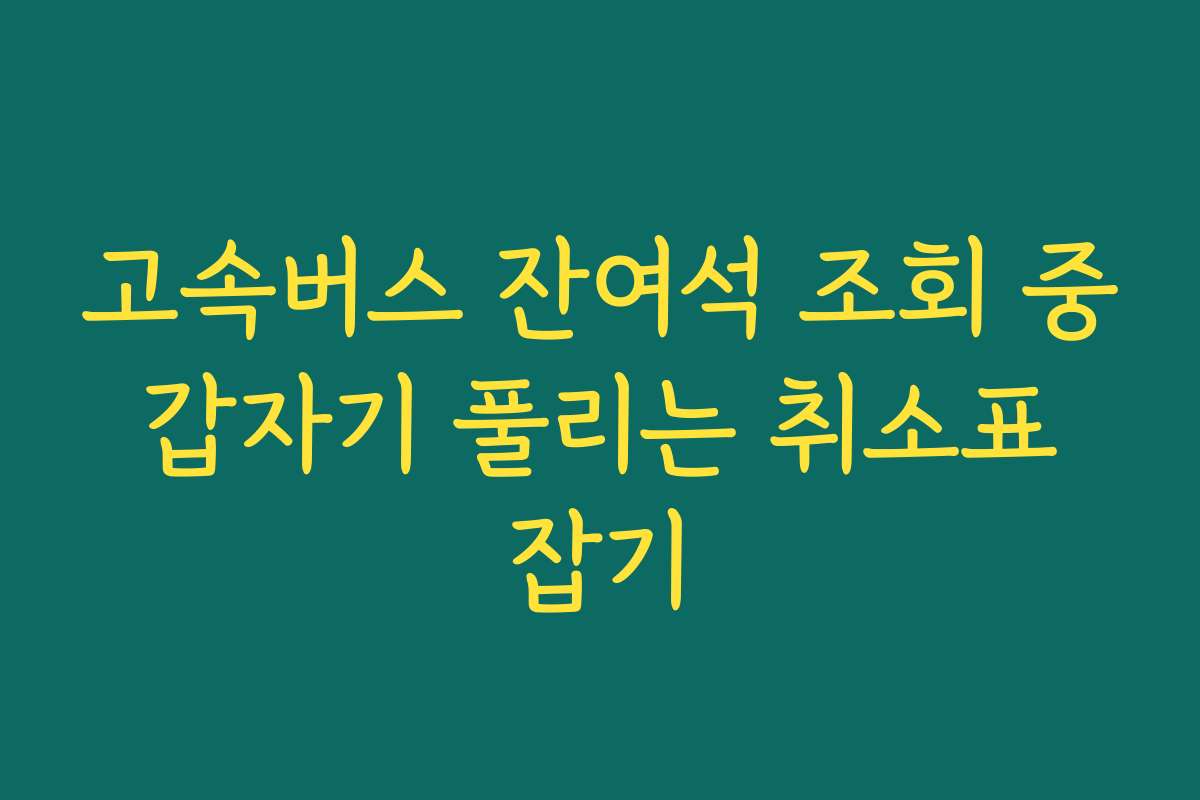 고속버스 잔여석 조회 중 갑자기 풀리는 취소표 잡기 고속버스 잔여석 조회 중 갑자기 풀리는 취소표 잡기