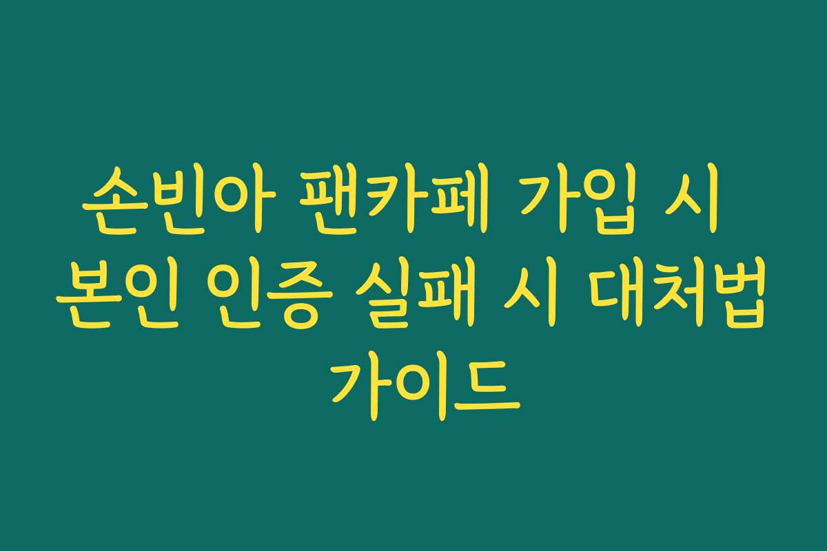 손빈아 팬카페 가입 시 본인 인증 실패 시 대처법 가이드