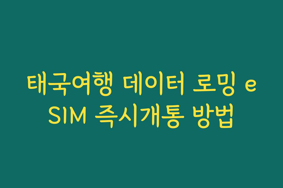태국여행 데이터 로밍 eSIM 즉시개통 방법