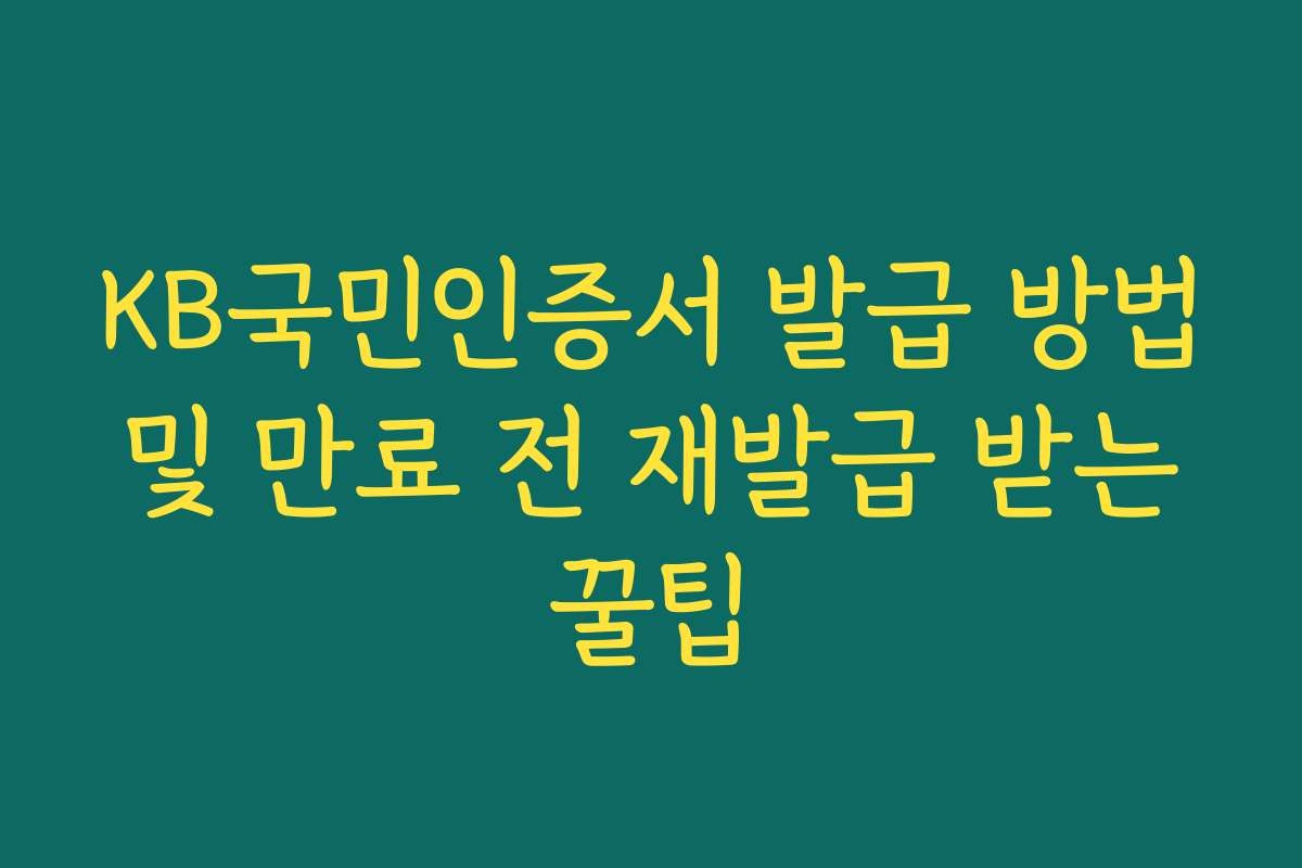 KB국민인증서 발급 방법 및 만료 전 재발급 받는 꿀팁