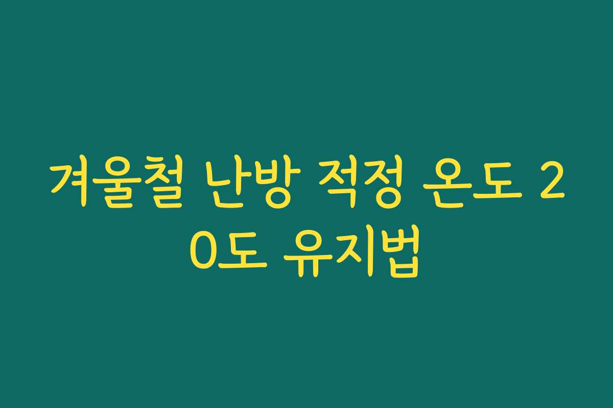 겨울철 난방 적정 온도 20도 유지법 겨울철 난방 적정 온도 20도 유지법
