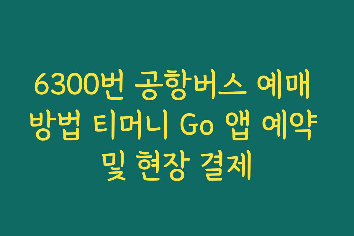 6300번 공항버스 예매 방법 티머니 Go 앱 예약 및 현장 결제