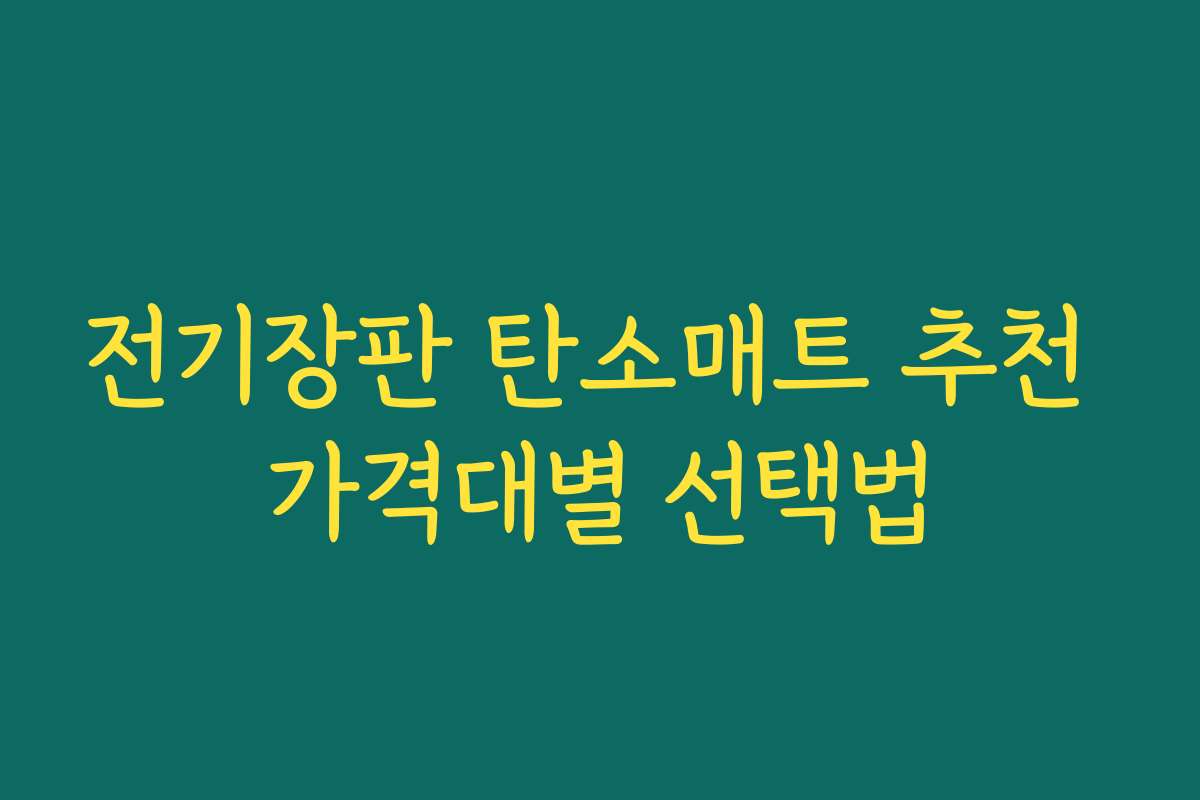 전기장판 탄소매트 추천 가격대별 선택법