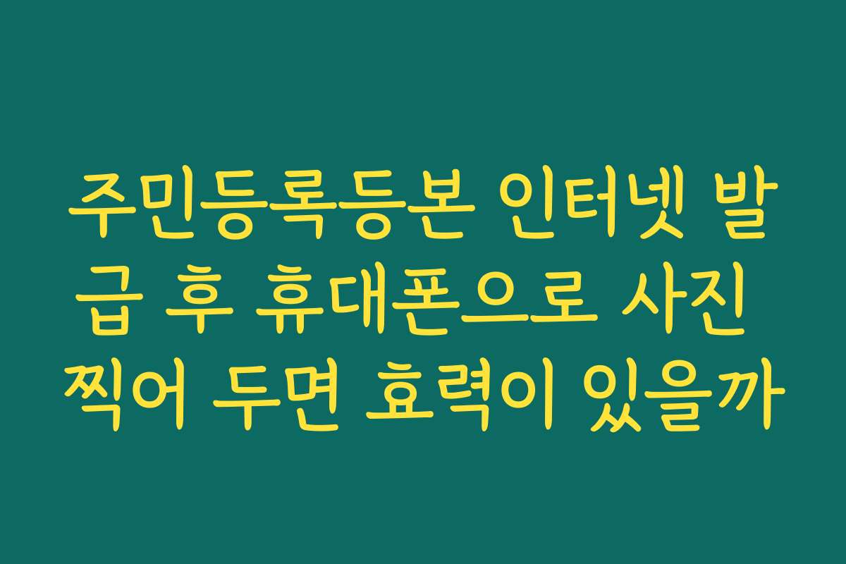 주민등록등본 인터넷 발급 후 휴대폰으로 사진 찍어 두면 효력이 있을까 주민등록등본 인터넷 발급 후 휴대폰으로 사진 찍어 두면 효력이 있을까